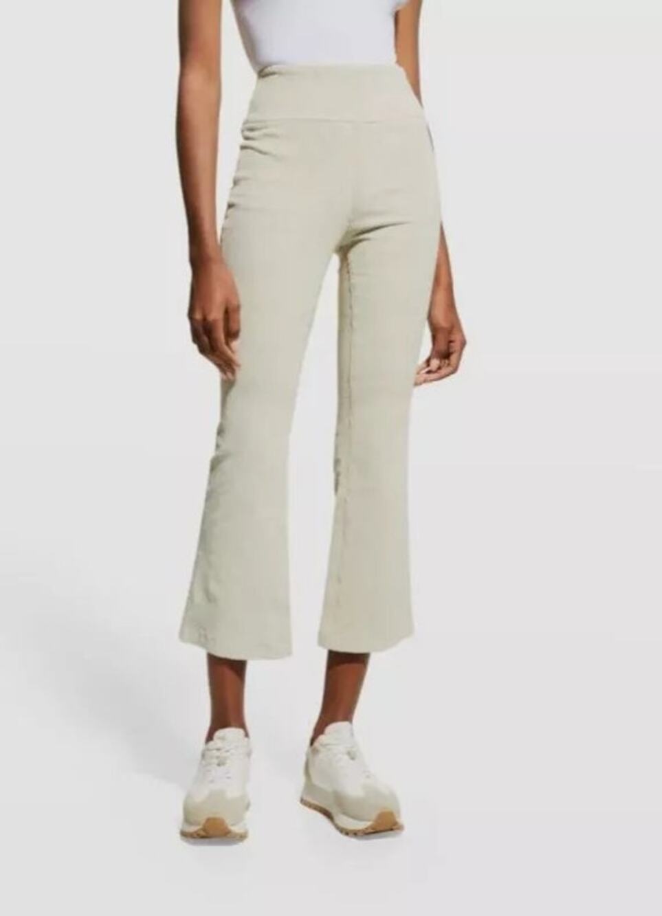 SPRWMN Cropped Flare Corduroy Leggings Pants in Green
